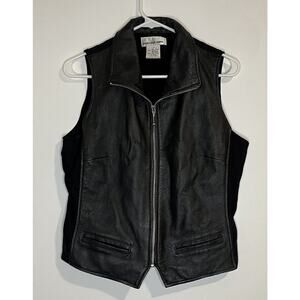 David Benjamin M 90s Women’s Black Leather Vest Biker Western